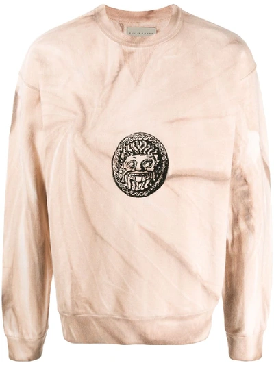 Paura Embroidered Distressed-print Sweatshirt In Neutrals