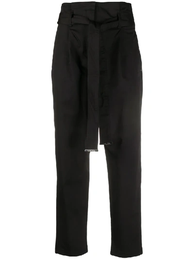 Calvin Klein Tie Waist Trousers In Black