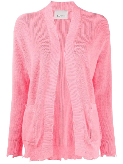 Laneus Distressed Open-front Cardigan In Pink