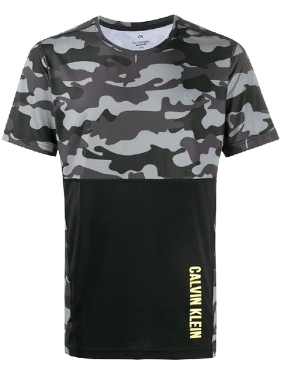 Calvin Klein Camouflage Print T-shirt In Black