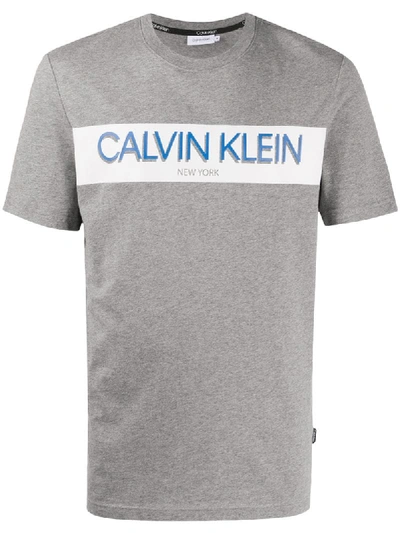 Calvin Klein Logo Print T-shirt In Grey