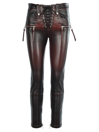 Ben Taverniti Unravel Project Unravel Stretch Leather Skinny Lace-up Trousers In Black Lipstick