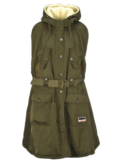 Miu Miu Trench Style Cape In Military Green