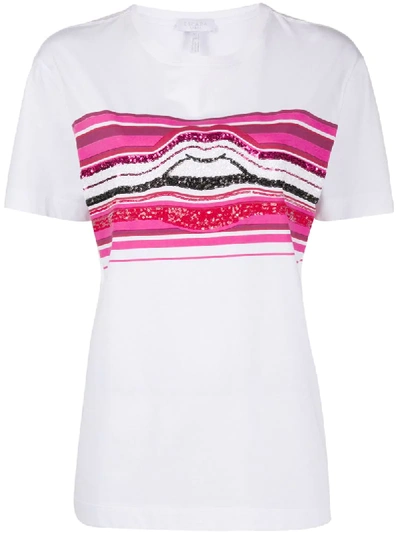 Escada Sport Sequin-embellished Striped T-shirt In White