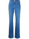 CLOSED EXPOSED-STITCH HIGH-RISE FLARED JEANS