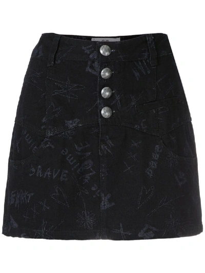 Andrea Bogosian Rotin Graffiti-print Mini Skirt In Black