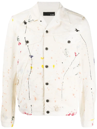 B-used Paint Splatter-print Denim Jacket In White