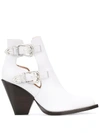 PINKO BUCKLED COWBOY ANKLE BOOTS