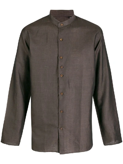 Costumein Band Collar Shirt In Brown