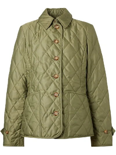 Burberry Fernleigh Thermoregulated Diamond Quilted Jacket In Green
