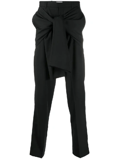 Cmmn Swdn Front Tie Fastening Trousers In Black