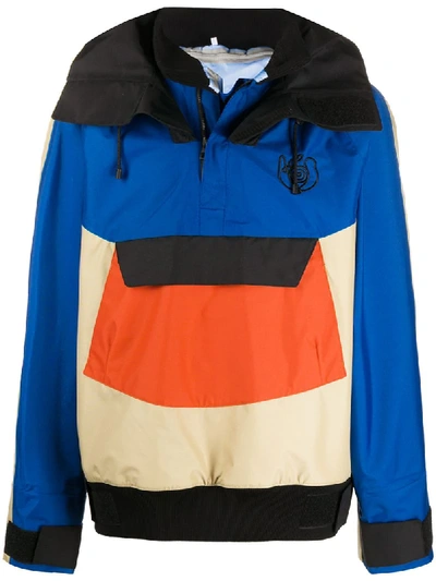 Loewe Colour-block Hooded Jacket In Blue