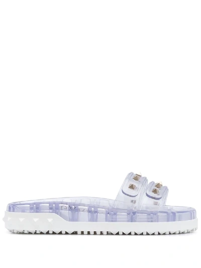 Valentino Garavani Rockstud Transparent Slides In White