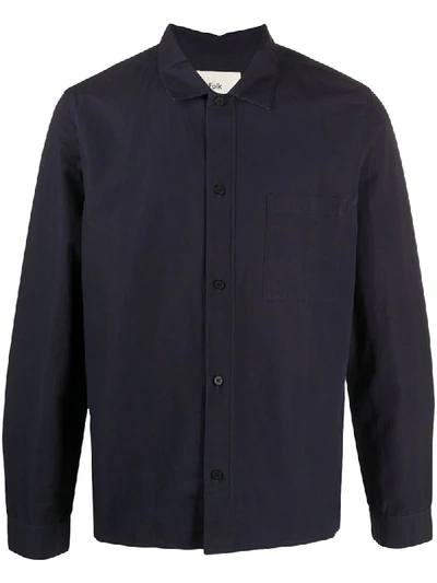 Folk Buttoned One-pocket Shirt In Blue
