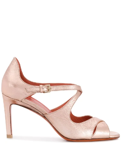 Santoni Cross Strap Sandals In Pink