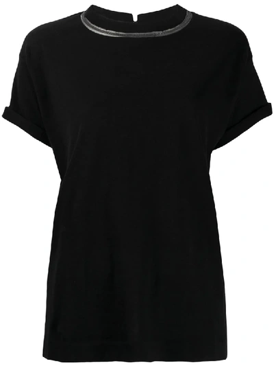 Brunello Cucinelli Monili-trimmed T-shirt In Black