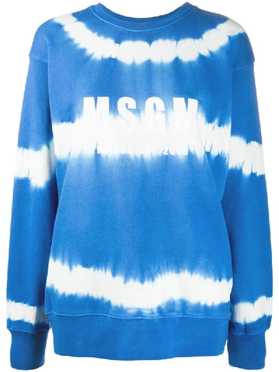 Msgm Logo印花扎染套头衫 In Blue