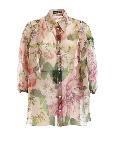 Dolce & Gabbana Shirt Flowers In Aj Rosa Fdo.rosa