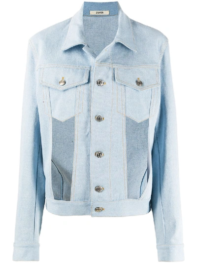 Zilver Cut-out Front Denim Jacket In Blue