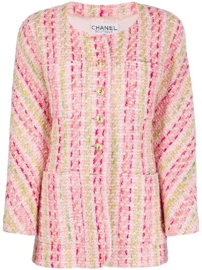 Pre-owned Chanel 1990s Bouclé Tweed Jacket In Pink