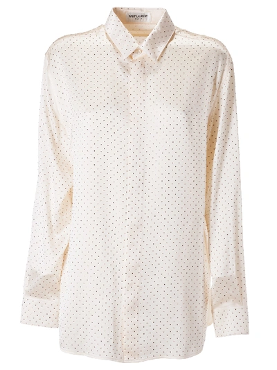 Saint Laurent All-over Dot Shirt In Bianco