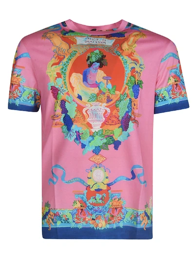 Versace Men's Statue Print Cotton T-shirt In Rosa