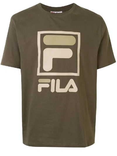Fila Large Logo-print Crew Neck T-shirt In Green