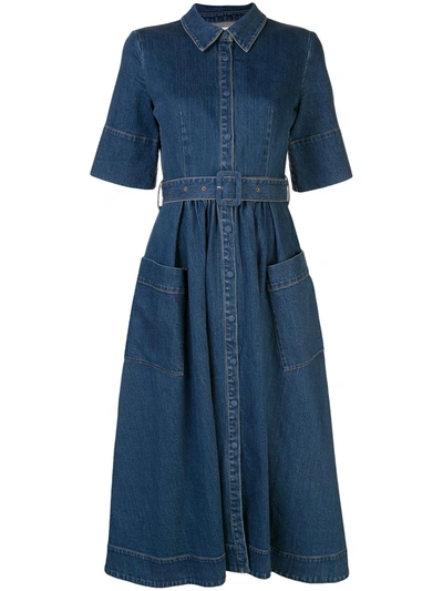 Co Belted Denim Midi Shirtdress