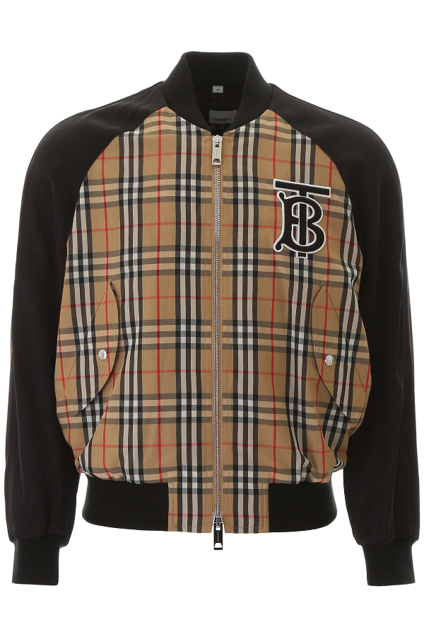 Burberry Tb Jacket With Check In Archive Beige | ModeSens