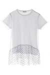 RED VALENTINO GLITTER AND TULLE T-SHIRT,11281928