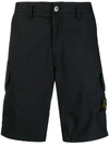 Stone Island Logo Patch Cargo Shorts In Blue