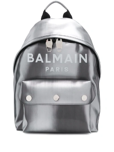 Balmain Silver Leather Backpack