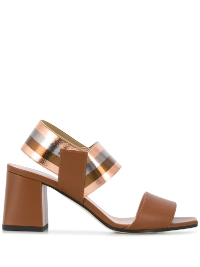 Pollini Block Heel Sandals In Brown