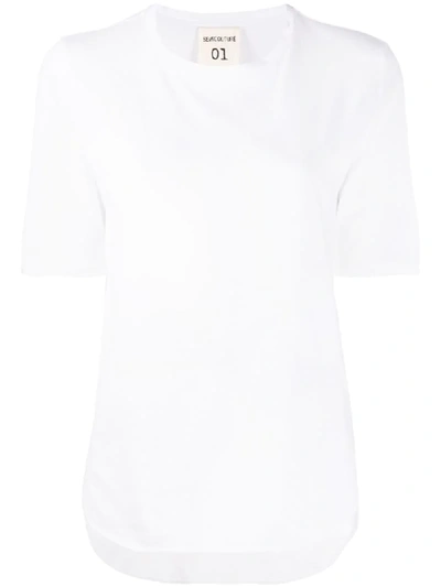 Semicouture Curved Hem T-shirt In White