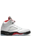 Jordan Air  5 Retro Fire Red Silver Tongue 2020 In White