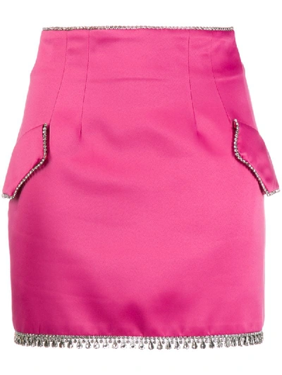 Giuseppe Di Morabito Satin Mini Skirt W/crystals In Pink