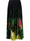 Valentino Mirrored Monkeys Forest Pleated Skirt In Blue