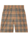 Burberry Vintage Check-printed Shorts In Neutrals
