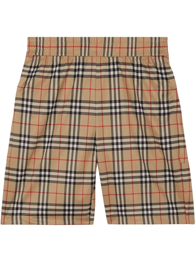 Burberry Check-print Shorts In Beige