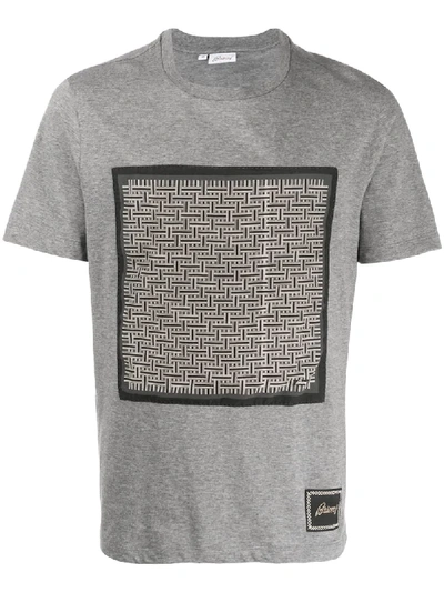Brioni Graphic Print T-shirt In Grey