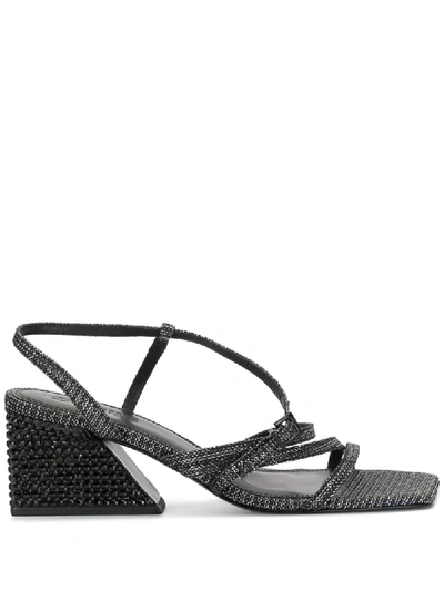 Mercedes Castillo Woven Block Heel Sandals In Black