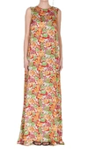 Plan C Floral Print Maxi Dress In Fiore Bianco Base Rossa