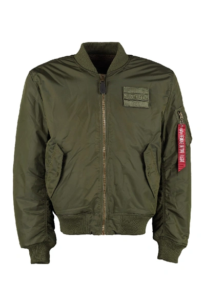 Alpha Industries Ma-1 Flc Padded Bomber Jacket In Green
