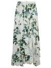 Blumarine Asymmetric Ruffled Floral Print Skirt In White