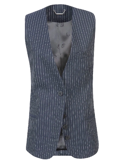Chloé Pinstripe Buttoned Vest In Ink Navy