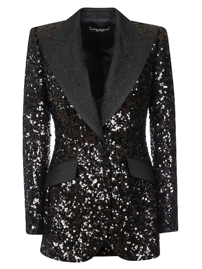 Dolce & Gabbana Velvet Silk-trim Blazer In Black
