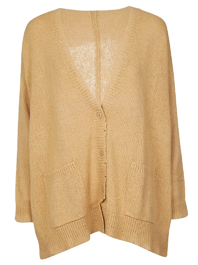 Avant Toi Loose Distressed Cardigan In Beige