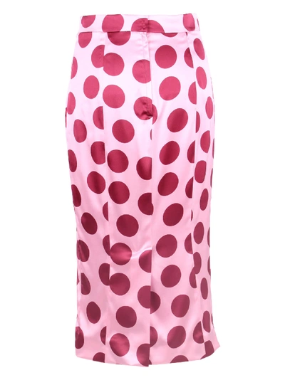 Dolce & Gabbana Polka-dot Silk-blend Satin Pencil Skirt In Pink