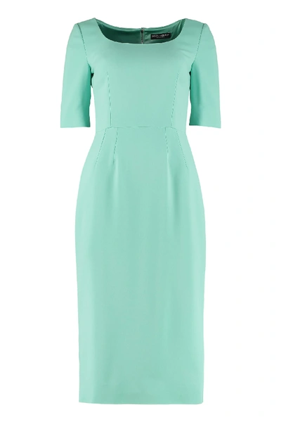 Dolce & Gabbana Crepe Cady Dress In Turquoise