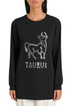 Alberta Ferretti Taurus Embellished Long Sleeve Top In Nero